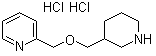 结构式 CAS# 1184981-83-6, 2-[(3-哌啶基甲氧基)甲基]吡啶盐酸盐