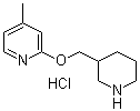 结构式 CAS# 1185310-76-2, 4-甲基-2-(3-哌啶基甲氧基)吡啶盐酸盐