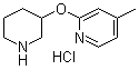结构式 CAS# 1185310-94-4, 4-甲基-2-(3-哌啶基氧基)吡啶盐酸盐