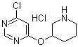 结构式 CAS# 1185311-81-2, 4-氯-6-(3-哌啶基氧基)嘧啶盐酸盐