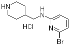 结构式 CAS# 1185315-42-7, 6-溴-N-(4-哌啶基甲基)-2-吡啶胺盐酸盐