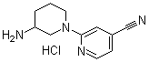 structure of CAS# 1185316-29-3, 2-(3-Amino-1-piperidinyl)-4-pyridinecarbonitrile hydrochloride