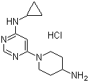 结构式 CAS# 1185317-86-5, 6-(4-氨基-1-哌啶基)-N-环丙基-4-嘧啶胺盐酸盐