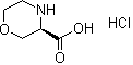 结构式 CAS# 1187928-88-6, (3R)-3-吗啉羧酸盐酸盐