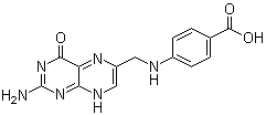 structure of CAS# 119-24-4, NSC 14972;4-[[(2-Amino-3,4-dihydro-4-oxo-6-pteridinyl)methyl]amino]benzoic acid; Pyrofolic acid; p-[(2-Amino-4-hydroxy-6-pteridylmethyl)amino]benzoic acid