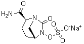 structure of CAS# 1192491-61-4, Avibactam sodium;(2S,5R)-7-Oxo-6-(sulfooxy)-1,6-diazabicyclo[3.2.1]octane-2-carboxamide monosodium salt; NXL 104