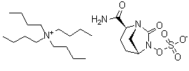 structure of CAS# 1192651-80-1, N,N,N-tributyl-1-Butanaminium (1R,2S,5R)-2-(aminocarbonyl)-7-oxo-1,6-diazabicyclo[3.2.1]oct-6-yl sulfate;Tetrabutylammonium (1R,2S,5R)-2-carbamoyl-7-oxo-1,6-diazabicyclo[3.2.1]octan-6-yl sulfate