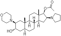 structure of CAS# 119302-24-8, (2b,3a,5a,16b,17b)-17-Acetoxy-3-hydroxy-2-(4-morpholinyl)-16-(1-pyrrolidinyl)androstane;(2b,3a,5a,16b,17b)-2-(4-Morpholinyl)-16-(1-pyrrolidinyl)-androstane-3,17-diol 17-acetate