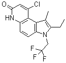 structure of CAS# 1196133-39-7, LGD-3303;9-Chloro-2-ethyl-1-methyl-3-(2,2,2-trifluoroethyl)-3H-pyrrolo[3,2-f]quinolin-7(6H)-one