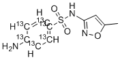 structure of CAS# 1196157-90-0, Sulfamethoxazole-13C6;4-amino-N-(5-methyl-1,2-oxazol-3-yl)(1,2,3,4,5,6-13C6)cyclohexa-1,3,5-triene-1-sulfonamide