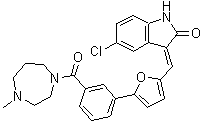 structure of CAS# 1202916-90-2, (3E)-5-Chloro-3-[[5-[3-[(hexahydro-4-methyl-1H-1,4-diazepin-1-yl)carbonyl]phenyl]-2-furanyl]methylene]-1,3-dihydro-2H-indol-2-one