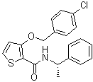 结构式 CAS# 1203680-76-5, 3-[(4-氯苯基)甲氧基]-N-[(1S)-1-苯基乙基]-2-噻吩甲酰胺