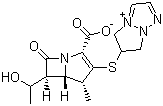 structure of CAS# 120410-24-4, Biapenem;6-[[(4R,5S,6S)-2-Carboxy-6-[(1R)-1-hydroxyethyl]-4-methyl-7-oxo-1-azabicyclo[3.2.0]hept-2-en-3-yl]thio]-6,7-dihydro-5H-pyrazolo[1,2-a][1,2,4]triazol-4-ium inner salt