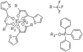 structure of CAS# 12121-29-8, Tris[4,4,4-trifluoro-1-(2-thienyl)-1,3-butanedionato]bis(triphenylphosphine oxide)europium