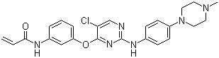 structure of CAS# 1214265-56-1, WZ 3146;N-[3-[[5-Chloro-2-[[4-(4-methyl-1-piperazinyl)phenyl]amino]-4-pyrimidinyl]oxy]phenyl]-2-propenamide