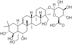 structure of CAS# 121686-42-8, Deacylgymnemic acid;(3beta,4alpha,16beta,21beta,22alpha)-16,21,22,23,28-Pentahydroxyolean-12-en-3-yl-beta-D-glucopyranosiduronic acid