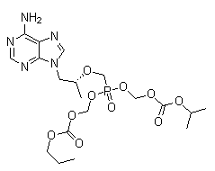 结构式 CAS# 1217542-13-6, 5-[[(1R)-2-(6-氨基-9H-嘌呤-9-基)-1-甲基乙氧基]甲基]-2,4,6,8-四氧杂-5-磷杂壬二酸 1-异丙酯 9-丙基酯  5-氧化物; 泰诺福韦杂质 6