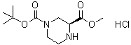 结构式 CAS# 1217702-80-1, (3S)-1,3-哌嗪二甲酸 1-叔丁酯 3-甲酯盐酸盐
