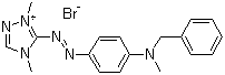 structure of CAS# 12221-69-1, Basic Red 46;Cationic Red GRL; Cationic Red SD-GRL; Cationic Red X-GRL; Diacryl Red GRL-N; Disperse Cationic Red SD-GRL; Estrol Red N-GSL; Kayacryl Red GRL; Kayacryl Red GRL-ED; 1,4-Dimethyl-5-[2-[4-[methyl(phenylmethyl)amino]phenyl]diazenyl]-4H-1,2,4-triazolium bromide
