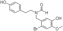 结构式 CAS# 122584-18-3, N-[(2-溴-5-羟基-4-甲氧基苯基)甲基]-N-[2-(4-羟基苯基)乙基]甲酰胺