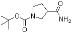结构式 CAS# 122684-34-8, 1-BOC-吡咯烷-3-甲酰胺; 3-氨甲酰基吡咯烷-1-甲酸叔丁酯