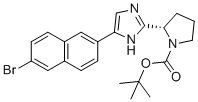 structure of CAS# 1228551-96-9, (S)-tert-butyl 2-(5-(6-bromonaphthalen-2-yl)-1H-imidazol-2-yl)pyrrolidine-1-carboxylate;tert-butyl (2S)-2-[5-(6-bromonaphthalen-2-yl)-1H-imidazol-2-yl]pyrrolidine-1-carboxylate