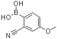 structure of CAS# 1233968-22-3, 2-Cyano-4-methoxyphenylboronic acid