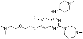 结构式 CAS# 1238673-32-9, 7-[2-[2-(二甲基氨基)乙氧基]乙氧基]-2-(六氢-4-甲基-1H-1,4-二氮杂卓-1-基)-6-甲氧基-N-(1-甲基-4-哌啶基)-4-喹唑啉胺