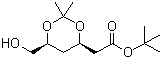 structure of CAS# 124655-09-0, (4R-Cis)-6-Hydroxymethyl-2,2-dimethyl-1,3-dioxane-4-acetic acid 1,1-dimethylethyl ester;((4R,6S)-6-Hydroxymethyl-2,2-dimethyl-[1,3]dioxan-4-yl)acetic acid tert-butyl ester; (6S-Hydroxymethyl-2,2-dimethyl-[1,3]dioxan-4R-yl)acetic acid tert-butyl ester; 2-[(4R,6S)-6-(Hydroxymethyl)-2,2-dimethyl-1,3-dioxan-4-yl]acetic acid tert-butyl ester