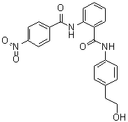 结构式 CAS# 1253452-78-6, N-[4-(2-羟基乙基)苯基]-2-[(4-硝基苯甲酰)氨基]苯甲酰胺