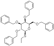 结构式 CAS# 125411-99-6, 乙基 2,3,4,6-四-O-(苯基甲基)-1-硫代-beta-D-吡喃半乳糖苷