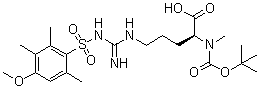 structure of CAS# 125602-26-8, N2-[(1,1-Dimethylethoxy)carbonyl]-N5-[imino[[(4-methoxy-2,3,6-trimethylphenyl)sulfonyl]amino]methyl]-N2-methyl-L-ornithine