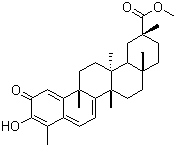 structure of CAS# 1258-84-0, Pristimerin;(9b,13a,14b,20a)-3-Hydroxy-9,13-dimethyl-2-oxo-24,25,26-trinoroleana-1(10),3,5,7-tertraen-29-oic acid methyl ester