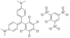 structure of CAS# 1258668-21-1, Malachite green D5 picrate;[4-[[4-(dimethylamino)phenyl]-(2,3,4,5,6-pentadeuteriophenyl)methylidene]cyclohexa-2,5-dien-1-ylidene]-dimethylazanium;2,4,6-trinitrophenolate