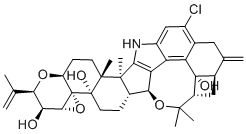 structure of CAS# 12627-35-9, Penitrem A;(1S,2R,5S,6S,8R,9S,10R,12S,15R,16S,25R,27S,28R)-21-chloro-15,16,33,33-tetramethyl-24-methylidene-10-prop-1-en-2-yl-7,11,32-trioxa-18-azadecacyclo[25.4.2.02,16.05,15.06,8.06,12.017,31.019,30.022,29.025,28]tritriaconta-17(31),19,21,29-tetraene-5,9,28-triol