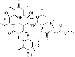 结构式 CAS# 1264-62-6, 琥乙红霉素; 红霉素琥珀酸乙酯