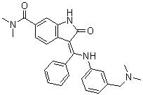 structure of CAS# 1265916-41-3, BIX 02189;(3Z)-3-[[[3-[(Dimethylamino)methyl]phenyl]amino]phenylmethylene]-2,3-dihydro-N,N-dimethyl-2-oxo-1H-indole-6-carboxamide
