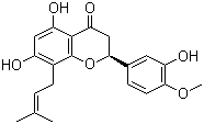 structure of CAS# 1268140-15-3, 5,7,3'-Trihydroxy-4'-methoxy-8-prenylflavanone;(2S)-2,3-Dihydro-5,7-dihydroxy-2-(3-hydroxy-4-methoxyphenyl)-8-(3-methyl-2-buten-1-yl)-4H-1-benzopyran-4-one
