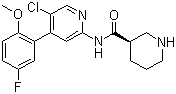 structure of CAS# 1269815-17-9, Novartis;(3R)-N-[5-Chloro-4-(5-fluoro-2-methoxyphenyl)-2-pyridinyl]-3-piperidinecarboxamide