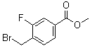 structure of CAS# 128577-47-9, 4-(Bromomethyl)-3-fluorobenzoic acid methyl ester;Methyl 4-(bromomethyl)-3-fluorobenzoate