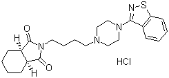 structure of CAS# 129273-38-7, Perospirone hydrochloride;(3aR,7aS)-2-[4-[4-(1,2-Benzothiazol-3-yl)piperazin-1-yl]butyl]-3a,4,5,6,7,7a-hexahydroisoindole-1,3-dione hydrochloride