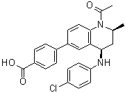 结构式 CAS# 1300031-52-0, 4-[(2S,4R)-1-乙酰基-4-[(4-氯苯基)氨基]-2-甲基-1,2,3,4-四氢-6-喹啉基]苯甲酸