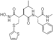structure of CAS# 130370-60-4, Batimastat;(2S,3R)-N-Hydroxy-N'-[(2S)-1-methylamino-1-oxo-3-phenylpropan-2-yl]-3-(2-methylpropyl)-2-(thiophen-2-ylsulfanylmethyl)butanediamide