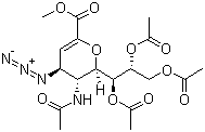 structure of CAS# 130525-58-5, Methyl 5-acetamido-7,8,9-O-triacetyl-2,6-anhydro-4-azido-3,4,5-trideoxy-D-glycero-D-galacto-non-2-enonate;Zanamivir Azide Triacetate Methyl Ester