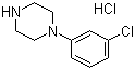 结构式 CAS# 13078-15-4, 1-(3-氯苯基)哌嗪盐酸盐