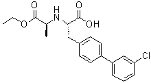 structure of CAS# 1308256-94-1, (alphaS)-3'-Chloro-alpha-[[(1S)-2-ethoxy-1-methyl-2-oxoethyl]amino][1,1'-biphenyl]-4-propanoic acid