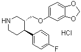 structure of CAS# 130855-30-0, (3R,4S)-3-[(1,3-Benzodioxol-5-yloxy)methyl]-4-(4-fluorophenyl)piperidine hydrochloride