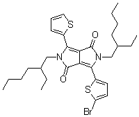 结构式 CAS# 1308671-90-0, 3-(5-溴-2-噻吩基)-2,5-双(2-乙基己基)-2,5-二氢-6-(2-噻吩基)吡咯并[3,4-c]吡咯-1,4-二酮