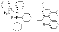 structure of CAS# 1310584-14-5, (SP-4-4)-[2'-Amino[1,1'-biphenyl]-2-yl]chloro[dicyclohexyl[2',4',6'-tris(1-methylethyl)[1,1'-biphenyl]-2-yl]phosphine]palladium