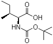 结构式 CAS# 13139-16-7, Boc-L-异亮氨酸; N-叔丁氧羰基-L-异亮氨酸